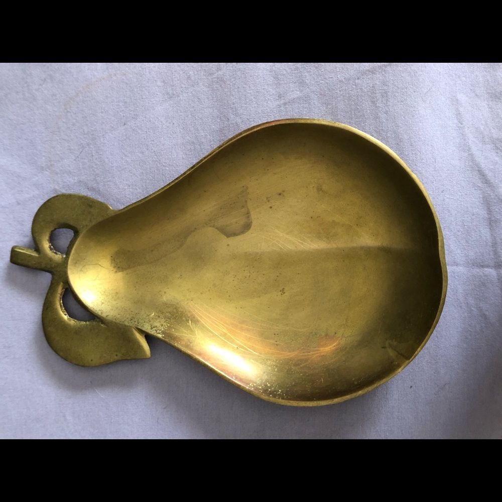Solid brass pear dish